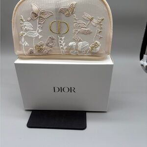 Dior Cream Floral Embroidered Cosmetic Case GWP